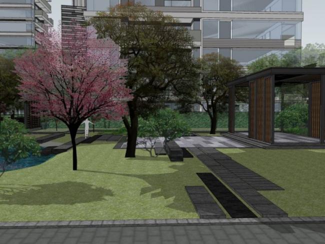 Sketchup景观模型|小区景观，住宅景观，现代风格