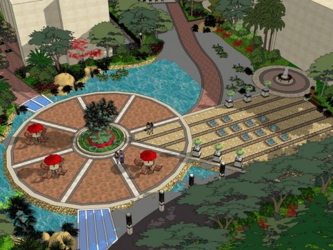 Sketchup景观模型|庭院景观，欧式风格，古典风格