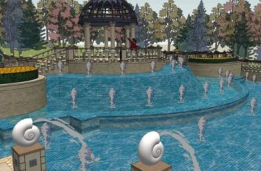 Sketchup景观模型|滨水景观，古典风格-BIM建筑网