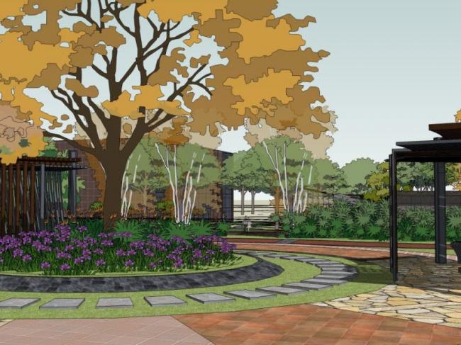 Sketchup景观模型|小区景观，住宅景观，现代风格