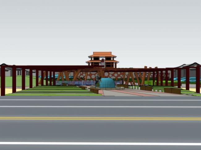 Sketchup景观模型|广场景观，现代风格