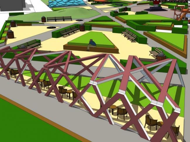 Sketchup景观模型|广场景观，现代风格