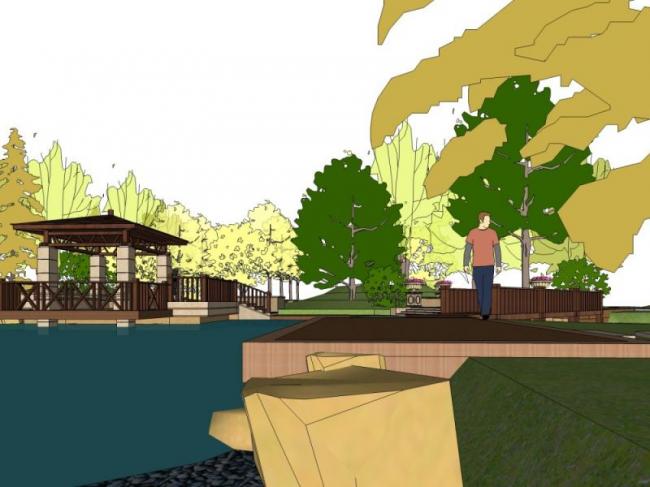 Sketchup景观模型|小区景观，住宅景观，古典风格