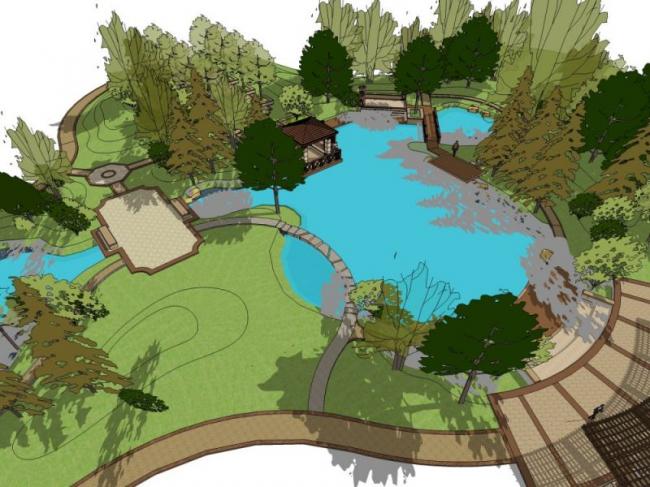 Sketchup景观模型|小区景观，住宅景观，古典风格