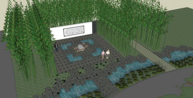 Sketchup景观模型|小型景观，新中式风格