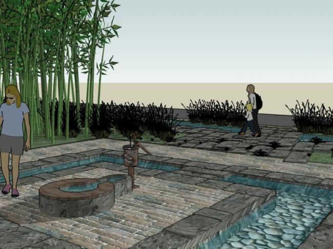 Sketchup景观模型|小型景观，新中式风格