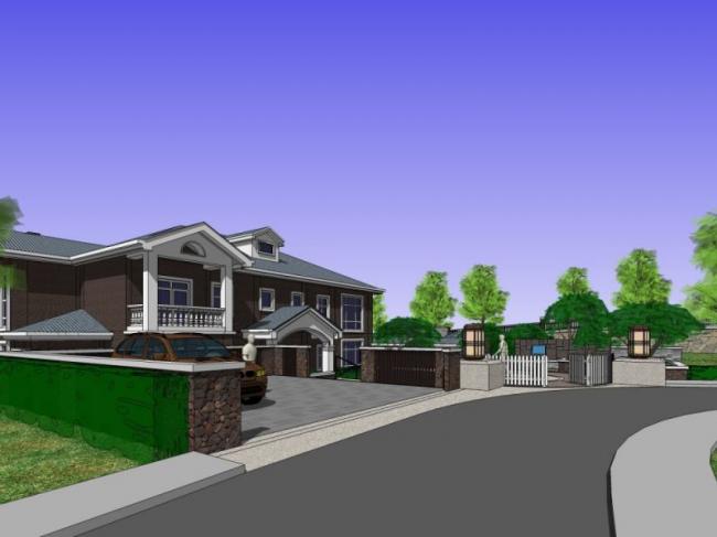 Sketchup景观模型|别墅景观，庭院景观，中式风格