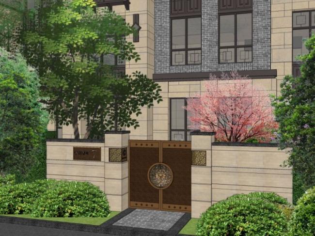 Sketchup景观模型|别墅景观，庭院景观，别墅庭院，中式风格