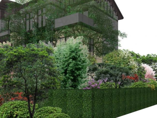 Sketchup景观模型|别墅景观，庭院景观，别墅庭院，中式风格