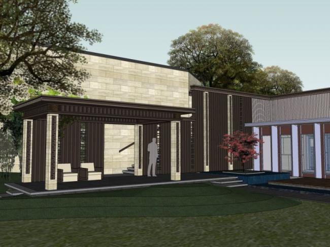 Sketchup景观模型|庭院景观，花园景观，庭院花园，现代风格