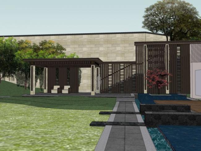 Sketchup景观模型|庭院景观，花园景观，庭院花园，现代风格