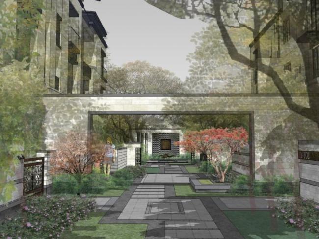 Sketchup景观模型|庭院景观，花园景观，中式风格