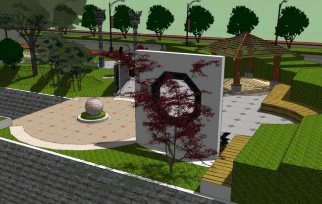 Sketchup景观模型|公园景观，现代风格