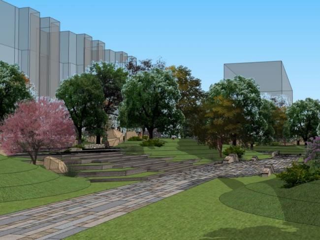 Sketchup景观模型|小区景观，住宅景观，现代风格