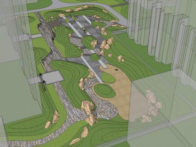 Sketchup景观模型|小区景观，住宅景观，现代风格