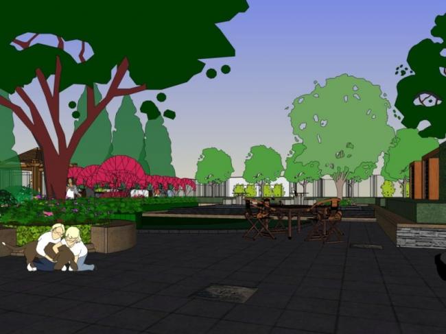 Sketchup景观模型|小区景观，住宅景观，现代风格