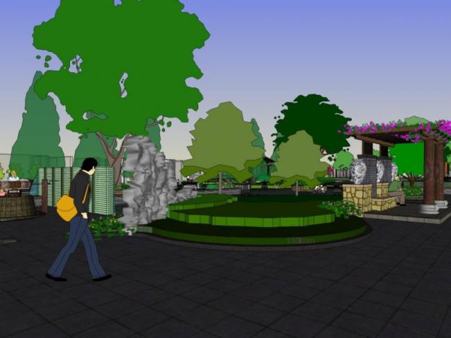 Sketchup景观模型|小区景观，住宅景观，现代风格