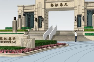 Sketchup景观模型|广场景观，入口，古典风格-BIM建筑网