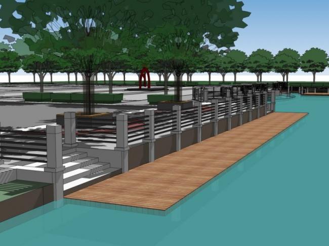 Sketchup景观模型|公园景观，滨水景观，现代风格