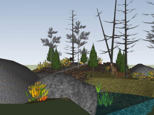 Sketchup景观模型|山地景观，现代风格