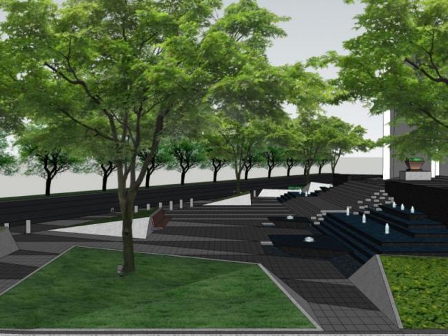 Sketchup景观模型|广场景观，现代风格