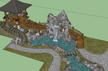 Sketchup景观模型|园林景观，中式园林，中式风格-BIM建筑网