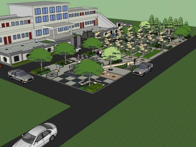 Sketchup景观模型|街头景观，公园景观，街头公园，现代风格