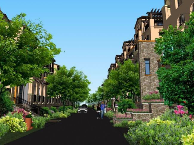Sketchup景观模型|小区景观，住宅景观，古典风格