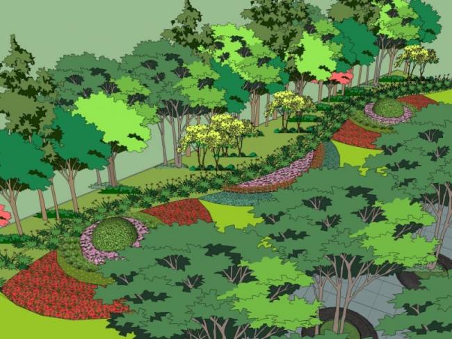 Sketchup景观模型|广场景观，现代风格