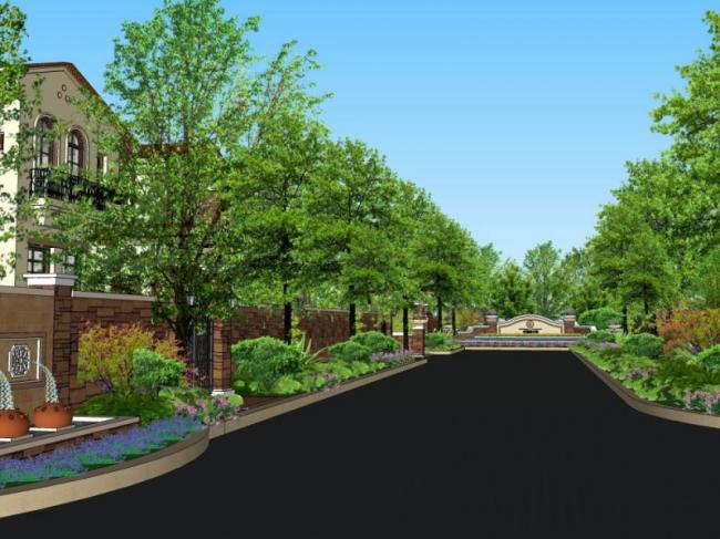 Sketchup景观模型|小区景观，住宅景观，古典风格