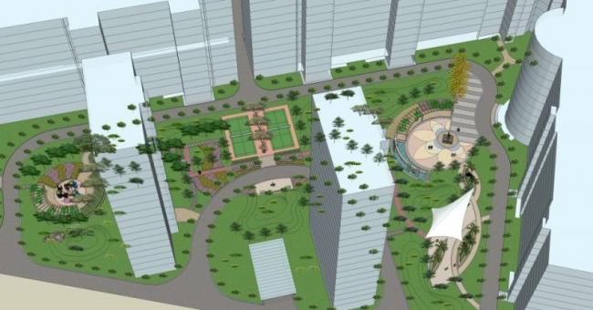 Sketchup景观模型|小区景观，住宅景观，现代风格