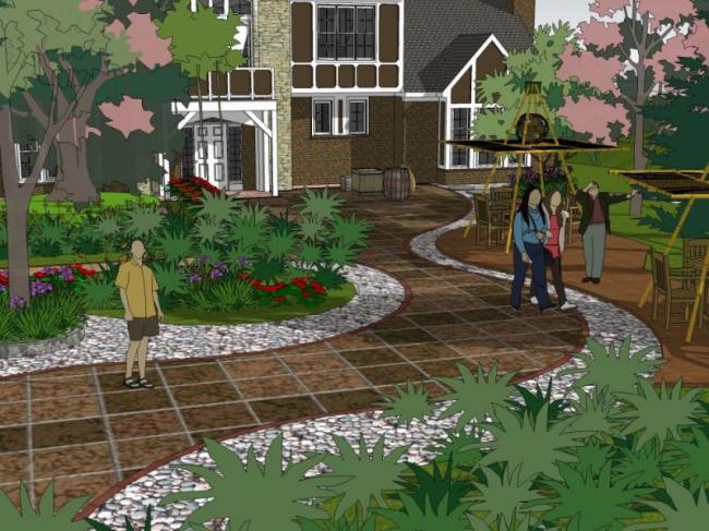 Sketchup景观模型|别墅景观，庭院景观，现代风格