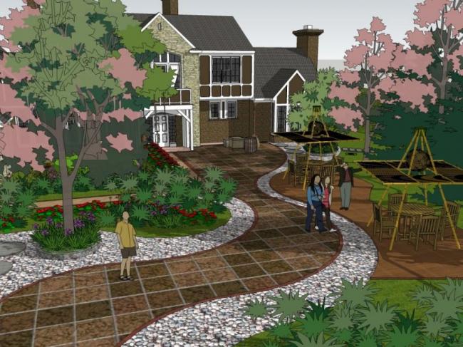 Sketchup景观模型|别墅景观，庭院景观，现代风格