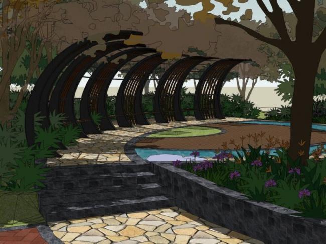 Sketchup景观模型|公园景观，现代风格