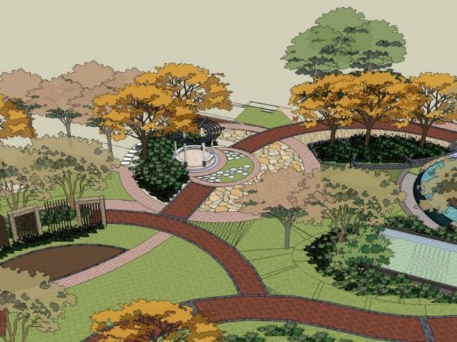 Sketchup景观模型|公园景观，现代风格
