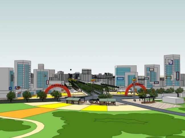 Sketchup景观模型|城市大道景观，道路景观，街头景观，现代风格