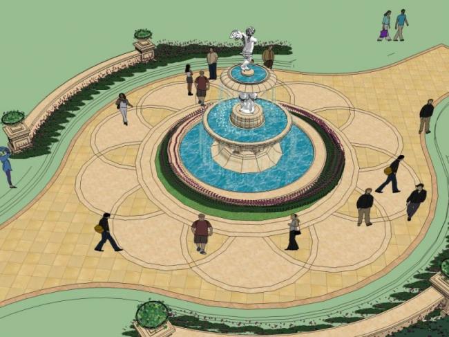 Sketchup景观模型|广场景观，古典风格