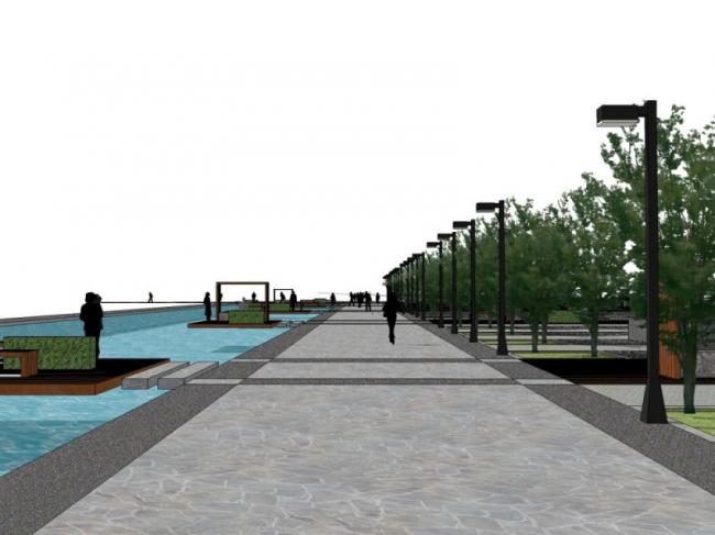 Sketchup景观模型|滨水景观，现代风格