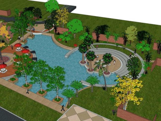 Sketchup景观模型|小区景观，现代风格