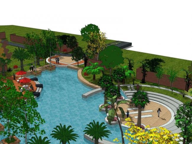 Sketchup景观模型|小区景观，现代风格
