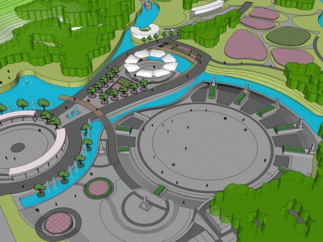 Sketchup景观模型|公园景观，现代风格