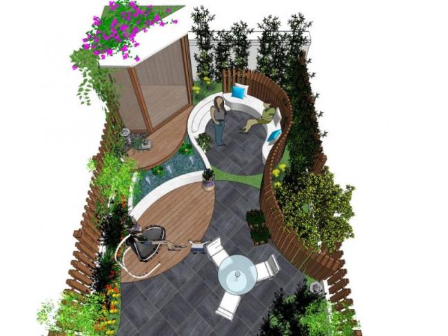 Sketchup景观模型|别墅庭院，现代风格