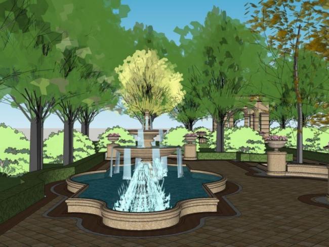 Sketchup景观模型|公园景观，古典风格