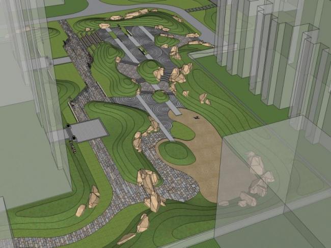 Sketchup景观模型|小区景观，住宅景观，现代风格