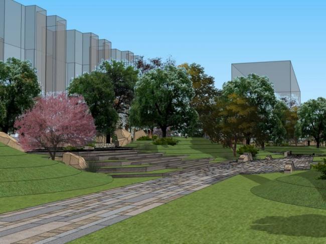 Sketchup景观模型|小区景观，住宅景观，现代风格