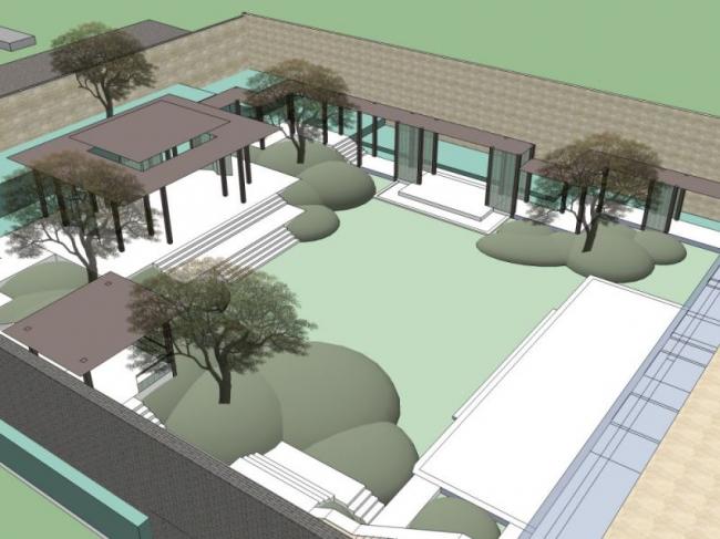 Sketchup景观模型|庭院景观，现代风格