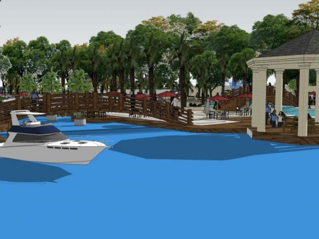 Sketchup景观模型|滨河景观，古典风格