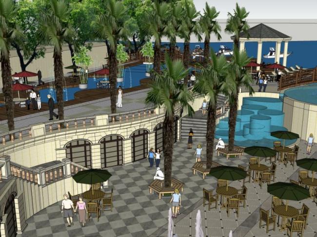 Sketchup景观模型|滨河景观，古典风格