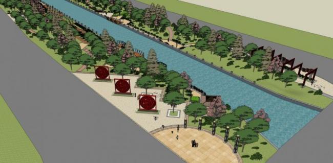 Sketchup景观模型|滨水景观，现代风格