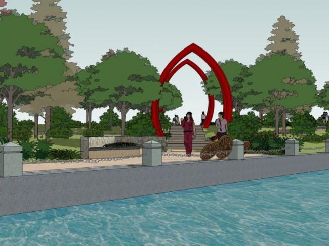 Sketchup景观模型|滨水景观，现代风格